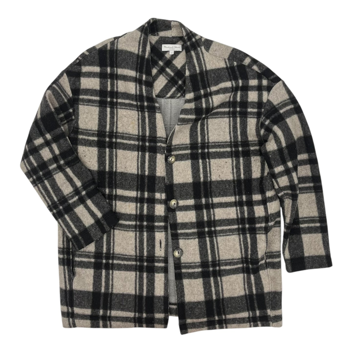 Jacket Shirt By Michael Stars In Plaid Pattern, Size:S