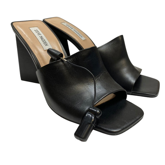 Sandals Heels Block By Steve Madden In Black, Size:10