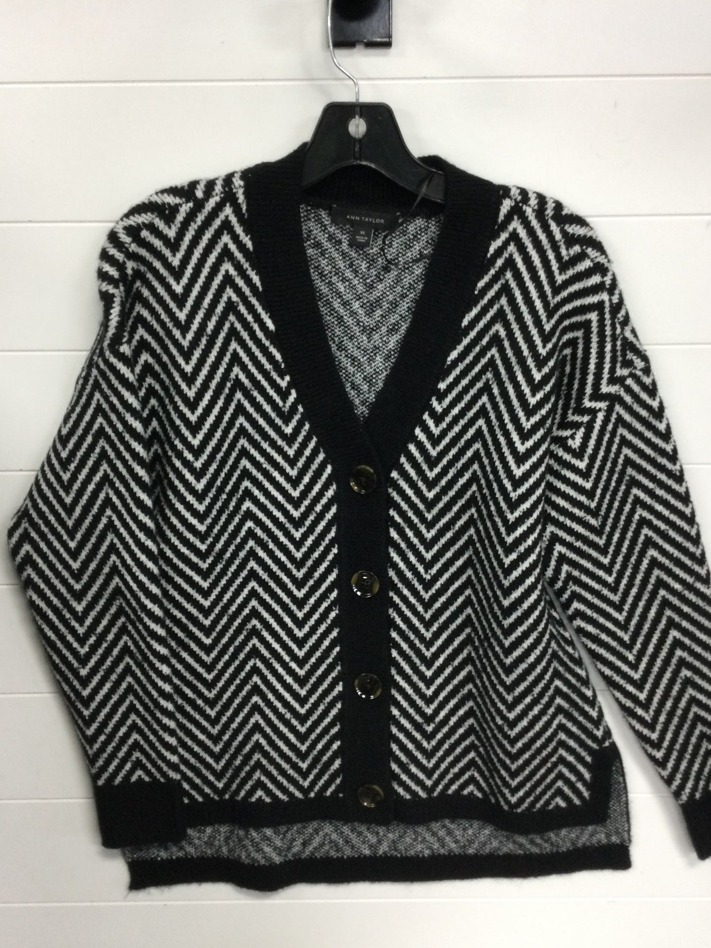 Sweater Cardigan By Ann Taylor In Black, Size:Xs