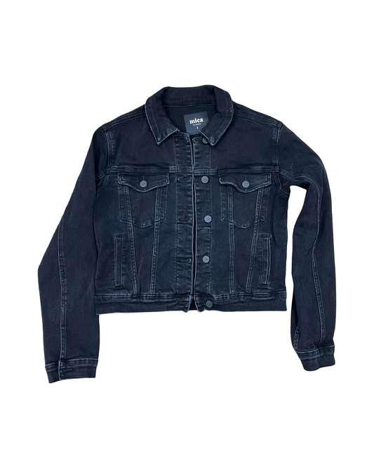Jacket Denim By Clothes Mentor In Black Denim, Size:S