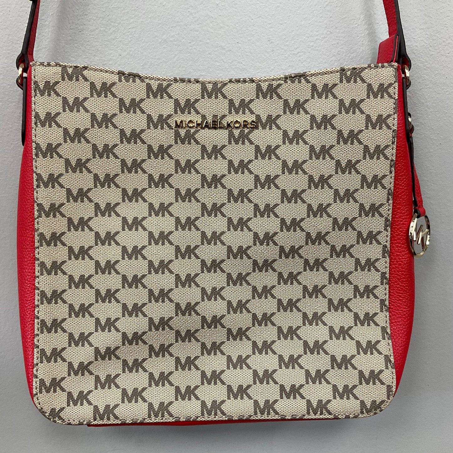 Crossbody Designer By Michael Kors In Brown & Red, Size:Medium
