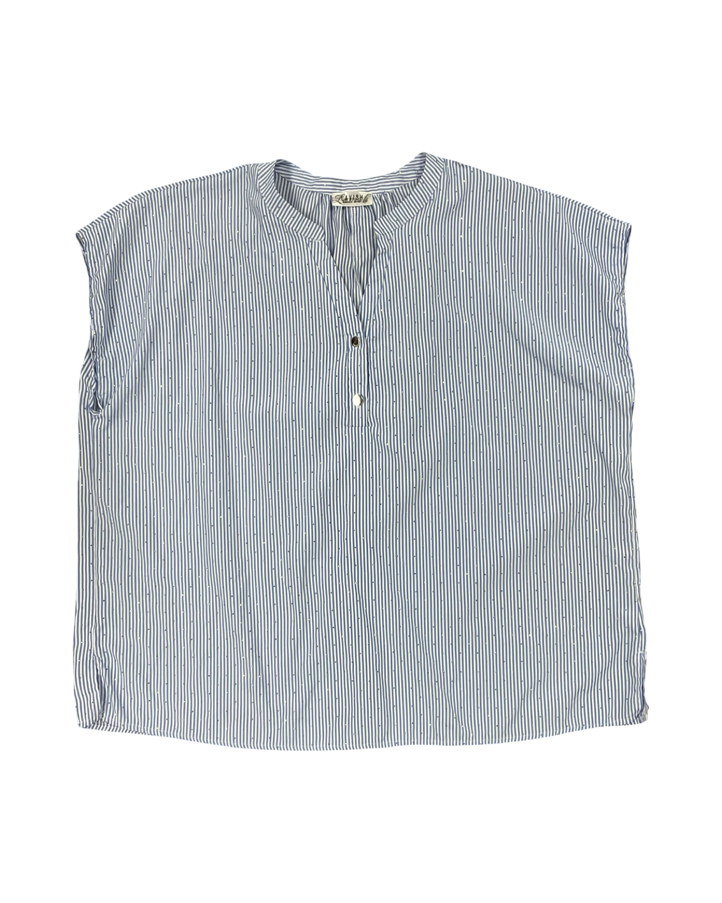 Top Sleeveless By Lavish In Blue & White, Size:2X
