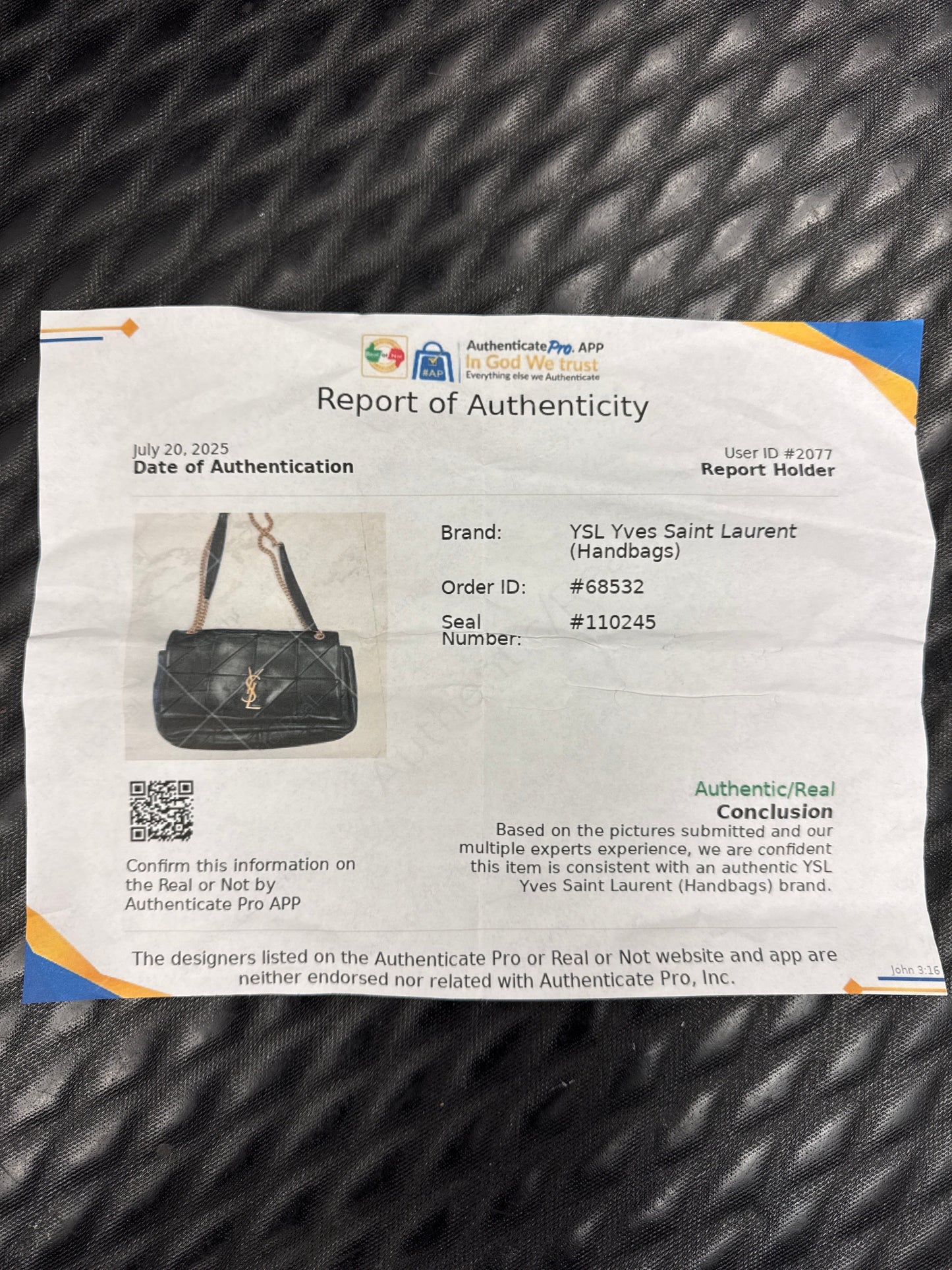 Handbag Luxury Designer By Yves Saint Laurent, Size: Medium