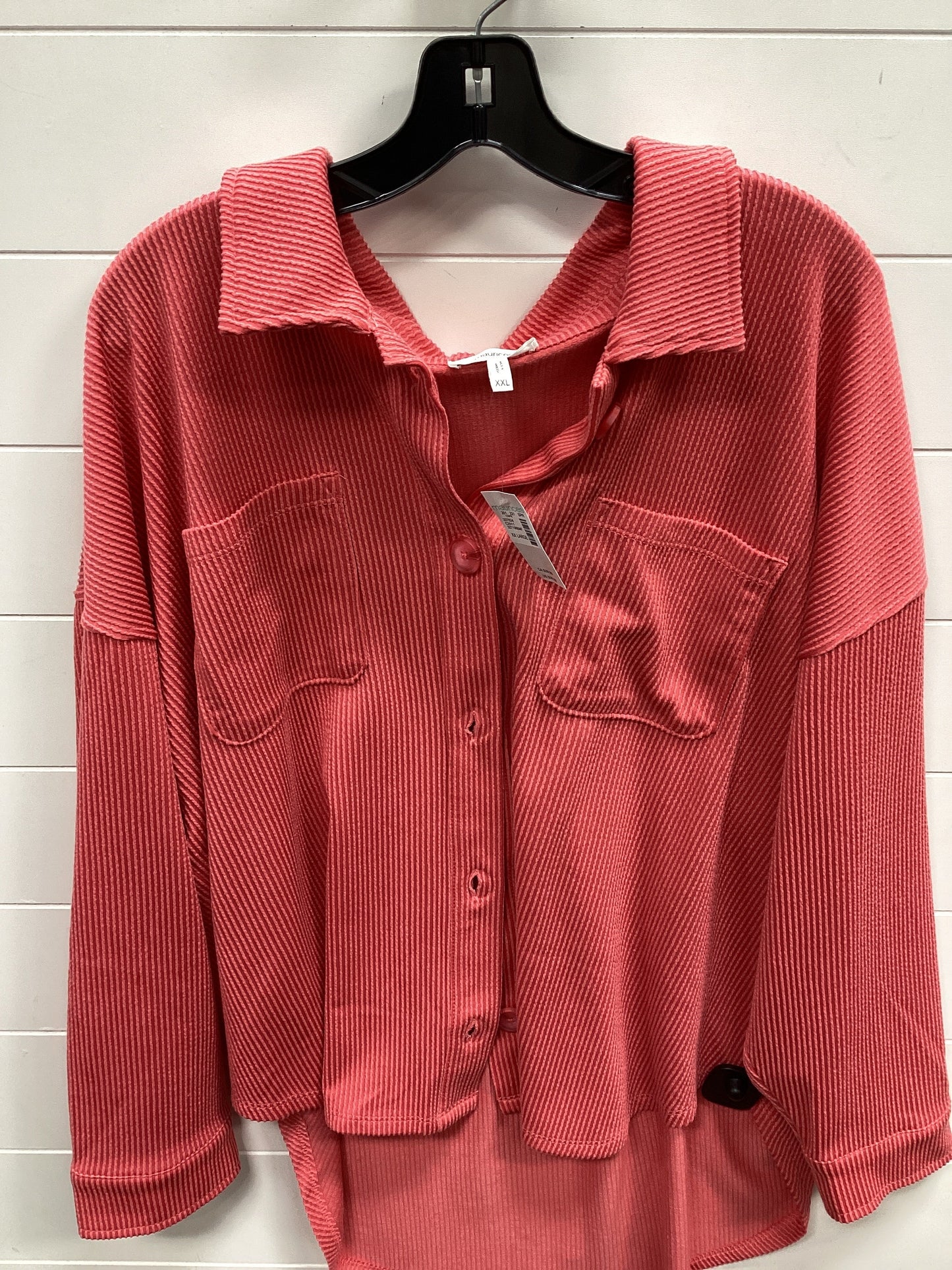 Jacket Shirt By Maurices In Coral, Size:1X
