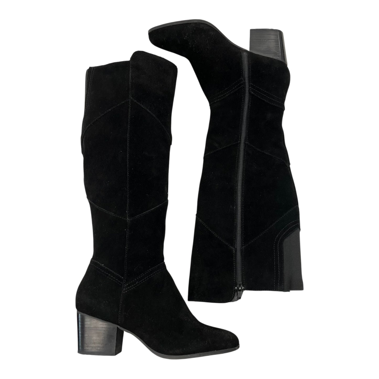 Boots Knee Heels By Crown Vintage In Black, Size:8