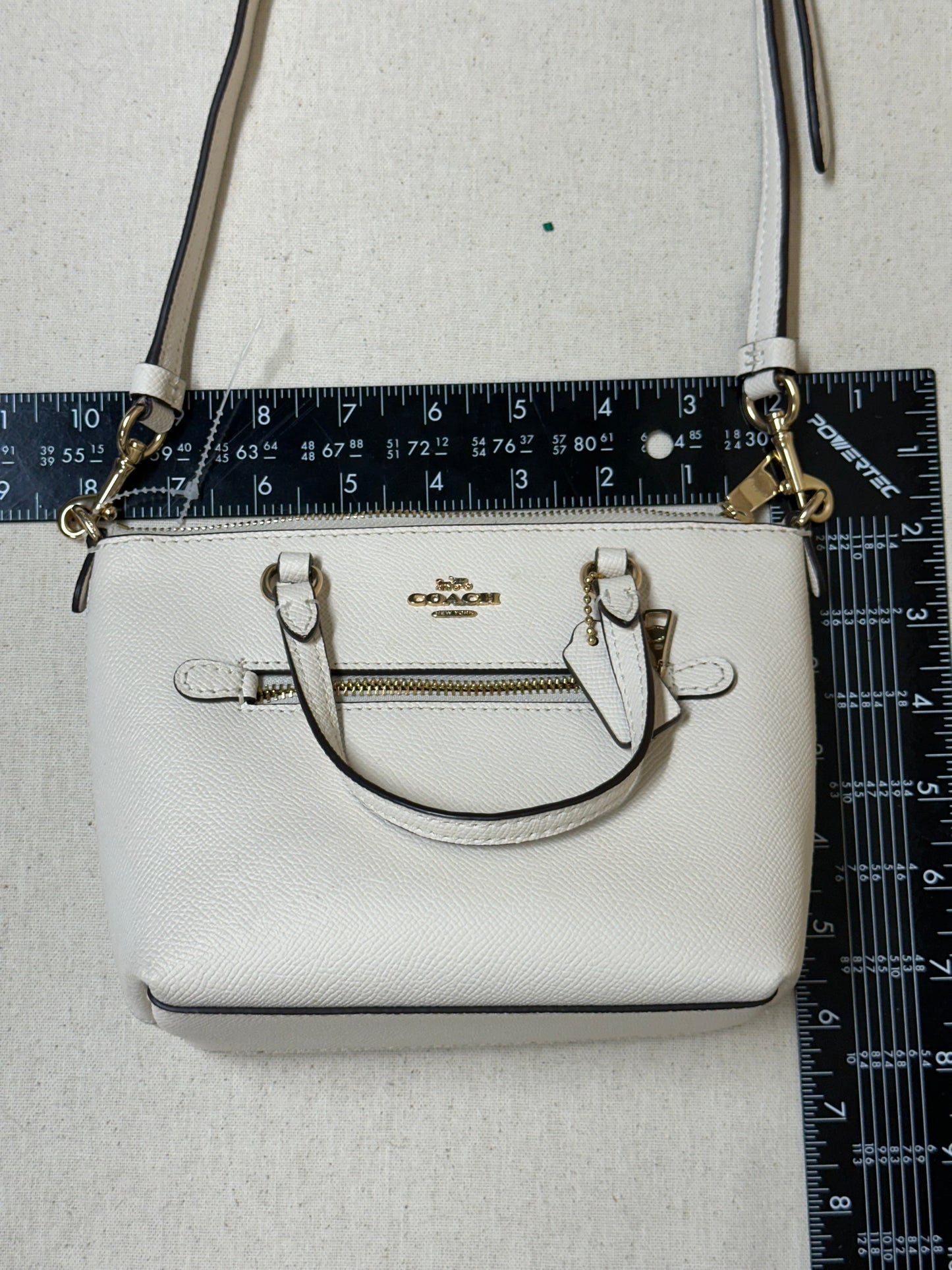 Crossbody Designer By Coach In Cream, Size:Small