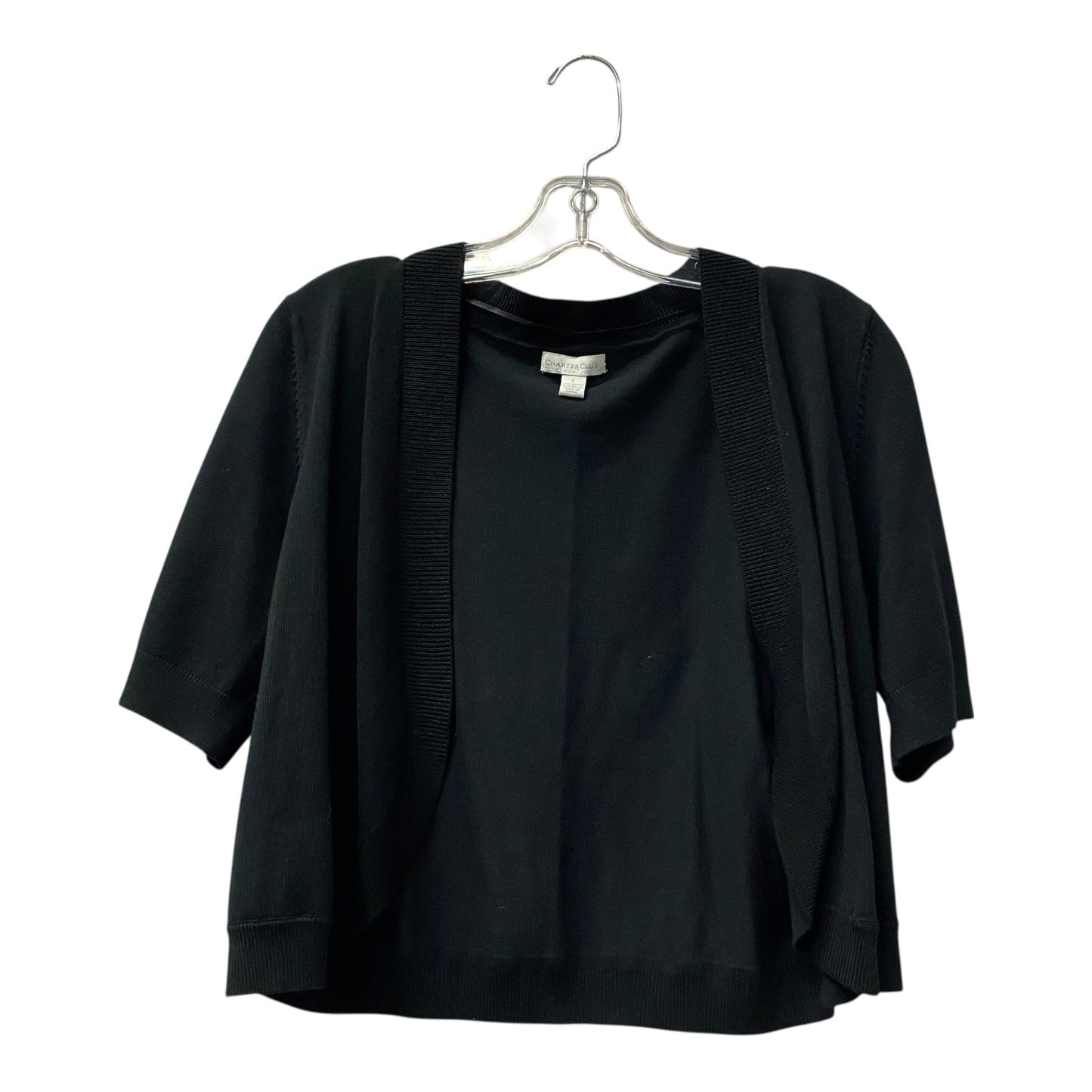 Cardigan By Charter Club In Black, Size:L