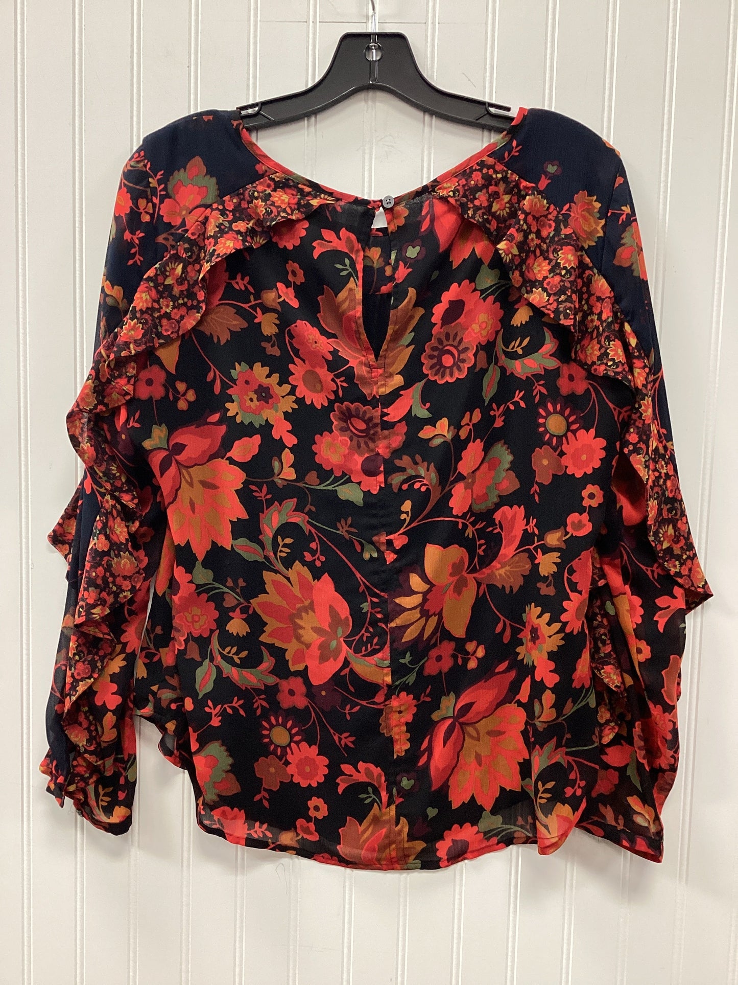 Top Ls By Loft In Black & Orange, Size:Mp