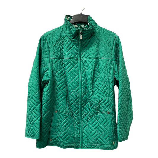 Jacket Puffer & Quilted By Susan Graver In Green, Size:1X
