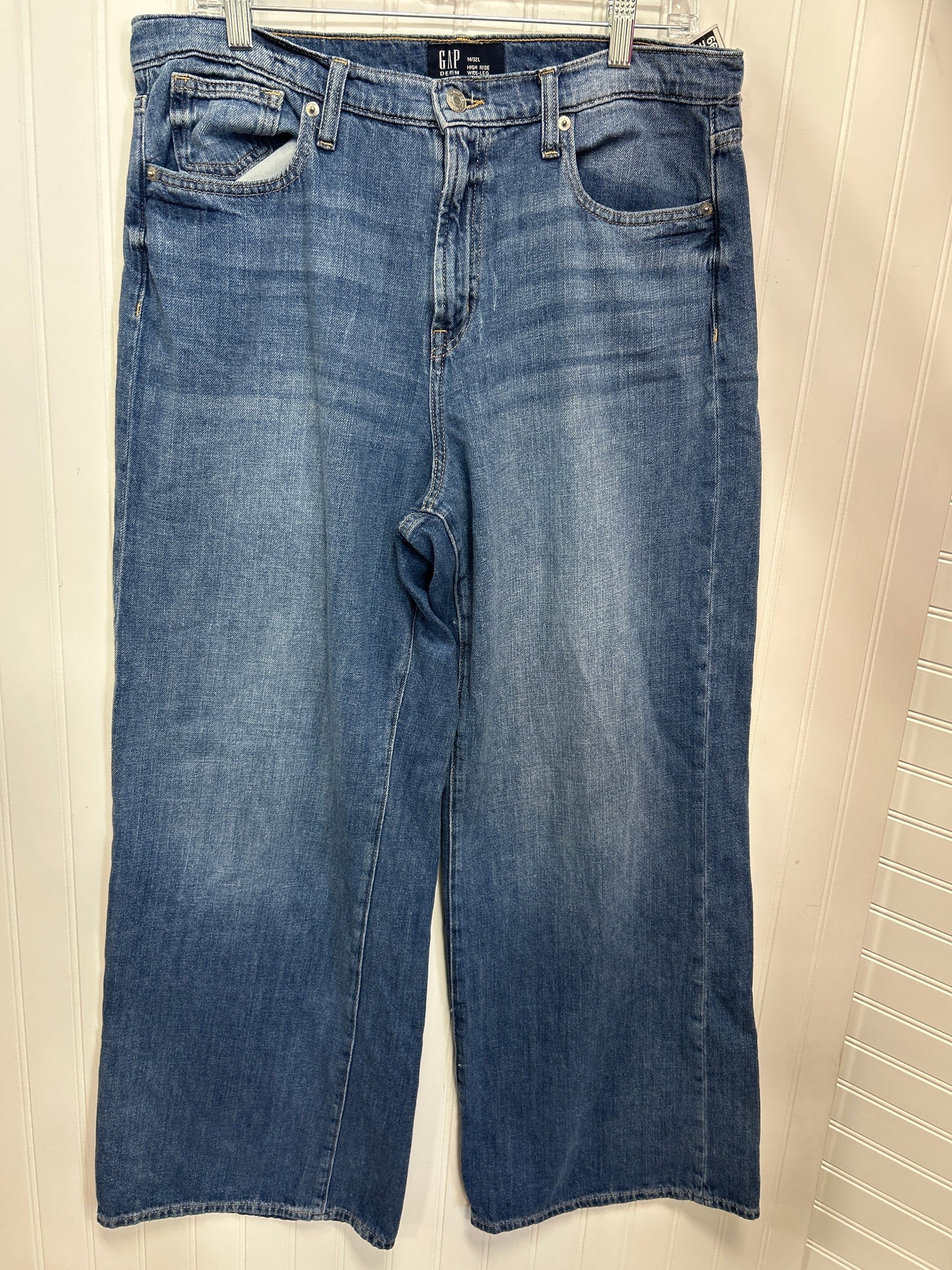 Jeans Wide Leg By Gap In Blue Denim, Size:14L