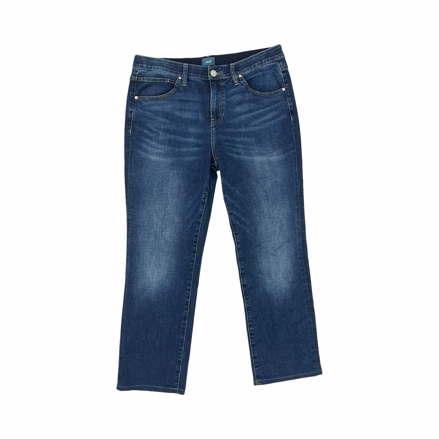 Jeans Straight By Jag In Blue Denim, Size:14P