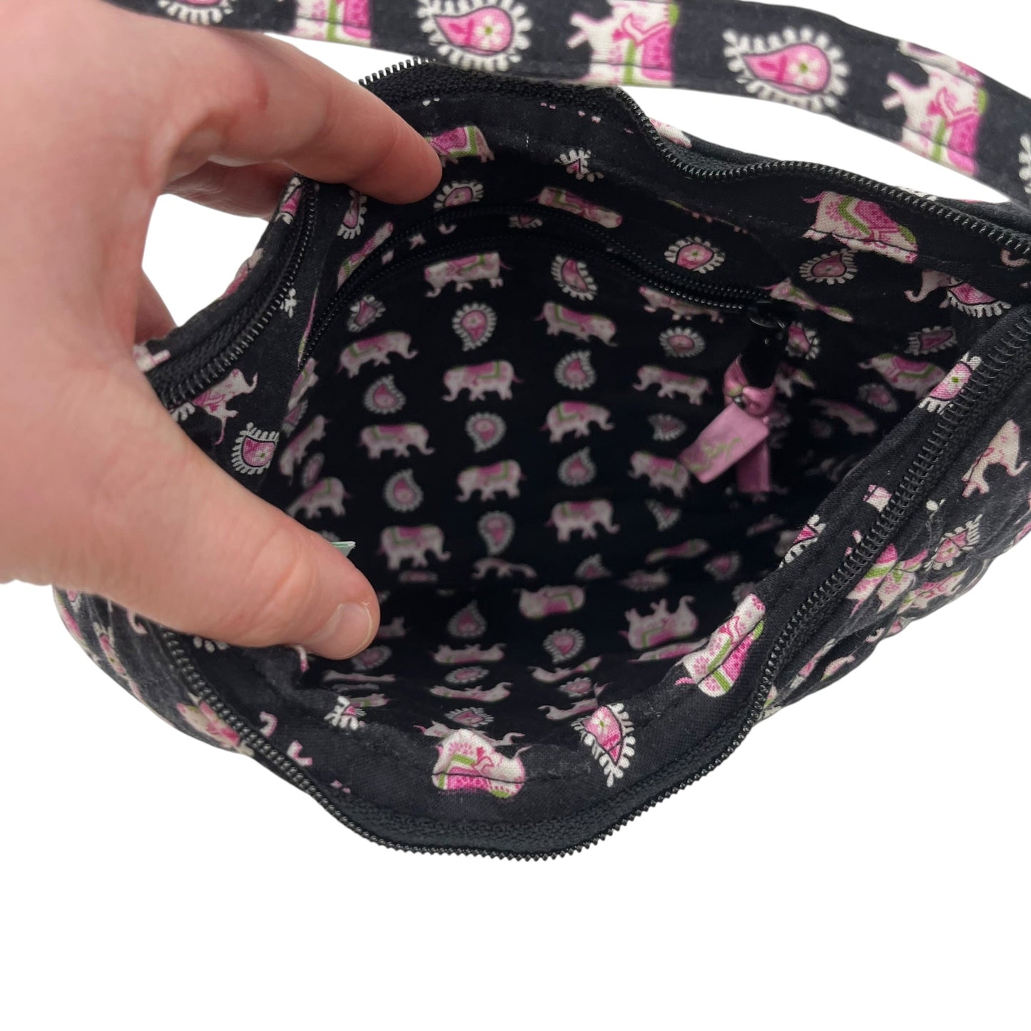 Handbag By Vera Bradley In Black & Pink, Size:Small
