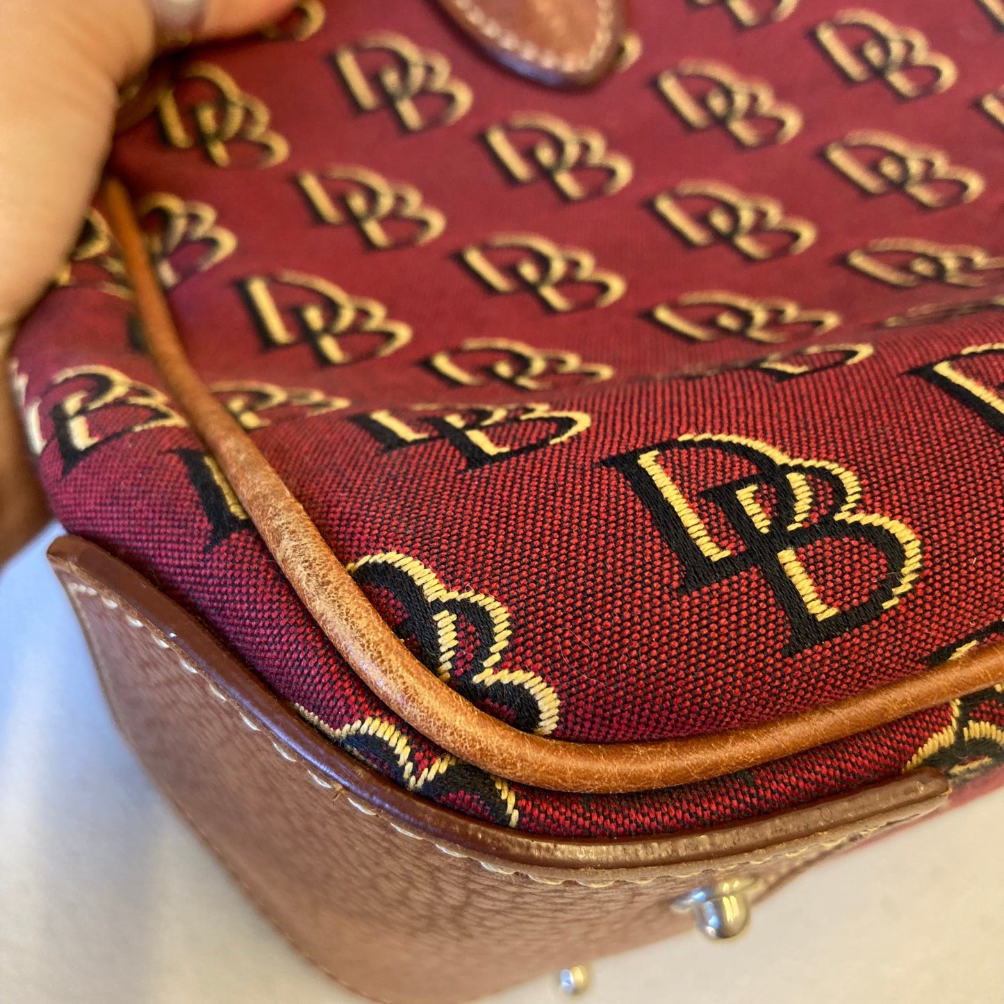 Handbag Designer By Dooney And Bourke In Maroon, Size:Medium
