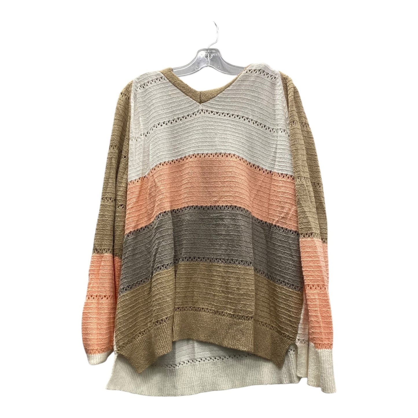 Top Ls  In Tan & White, Size:3X