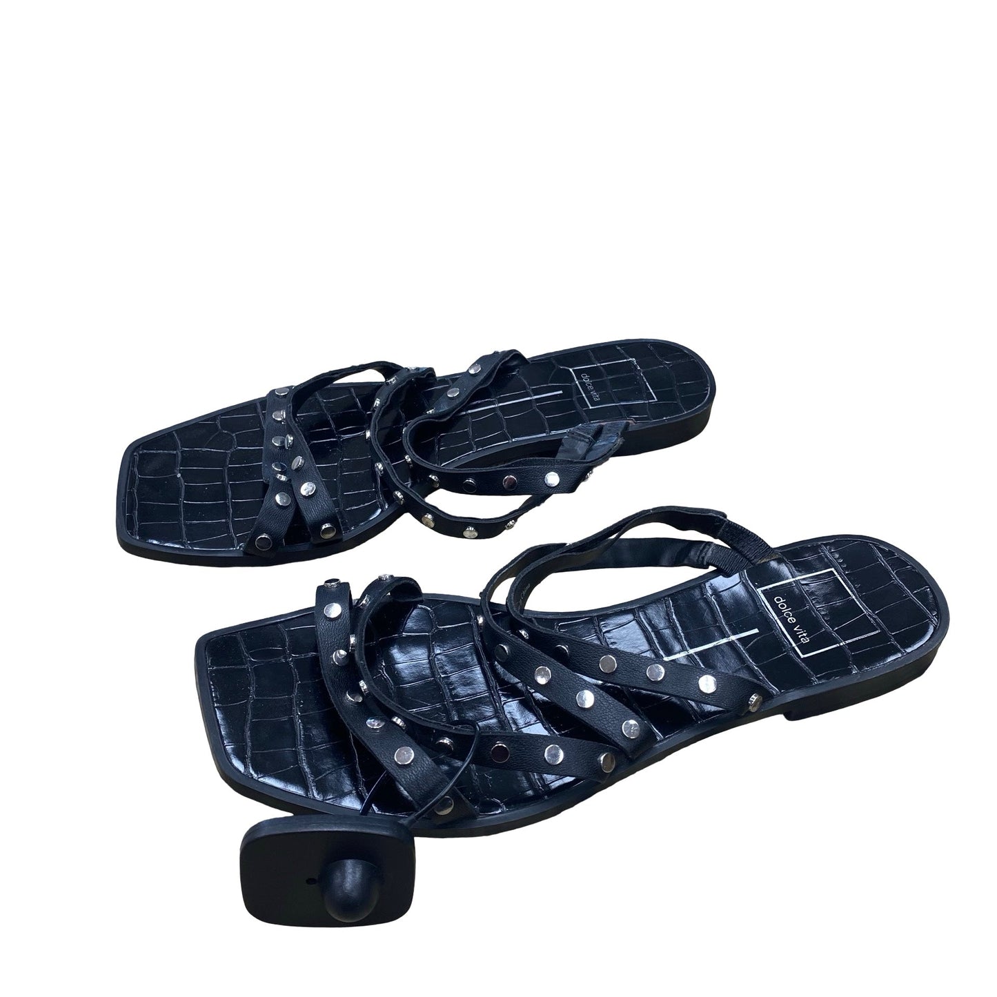 Sandals Flats By Dolce Vita In Black & Silver, Size:8.5