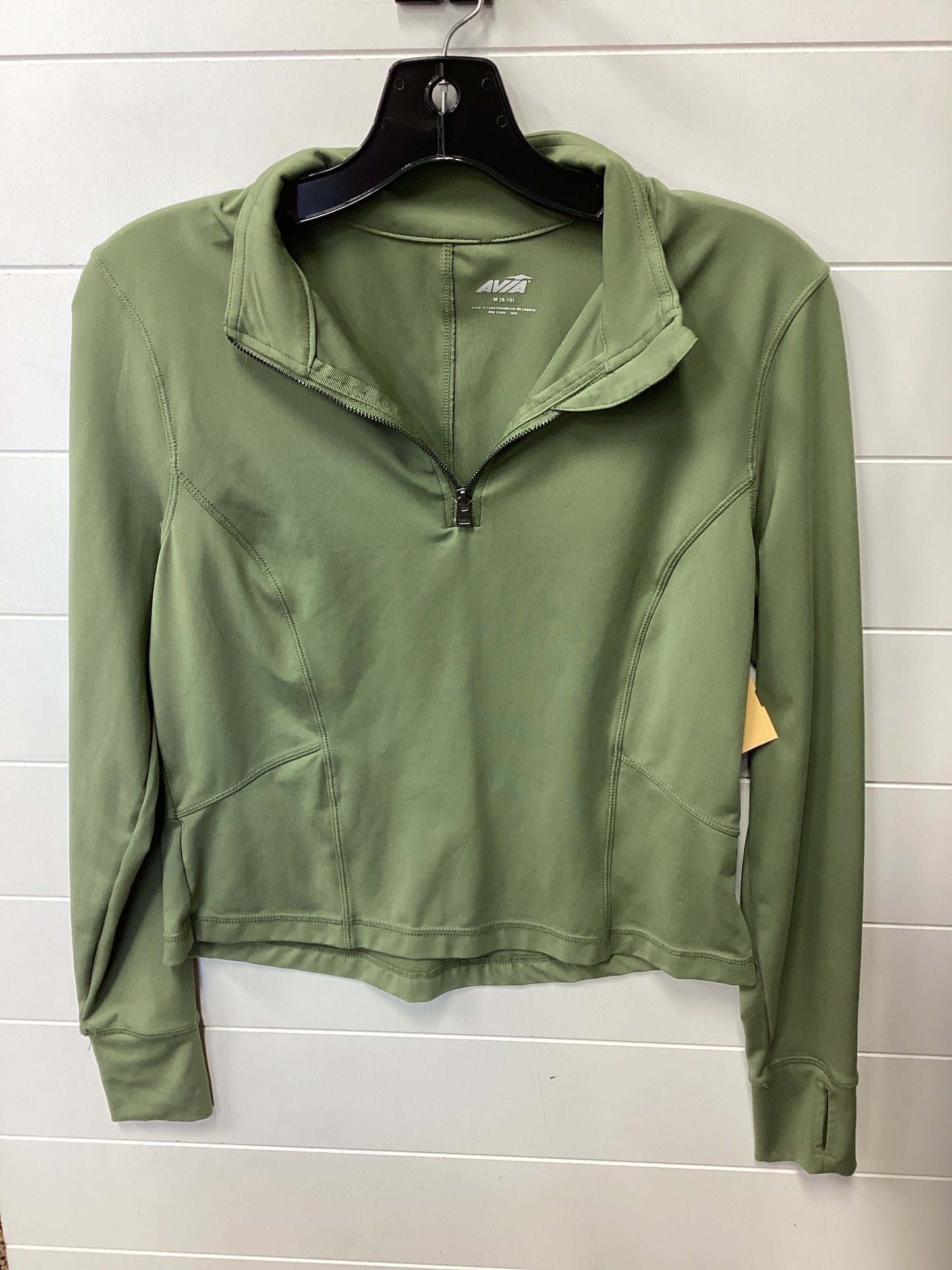 Athletic Top Ls Collar By Avia In Green, Size:M