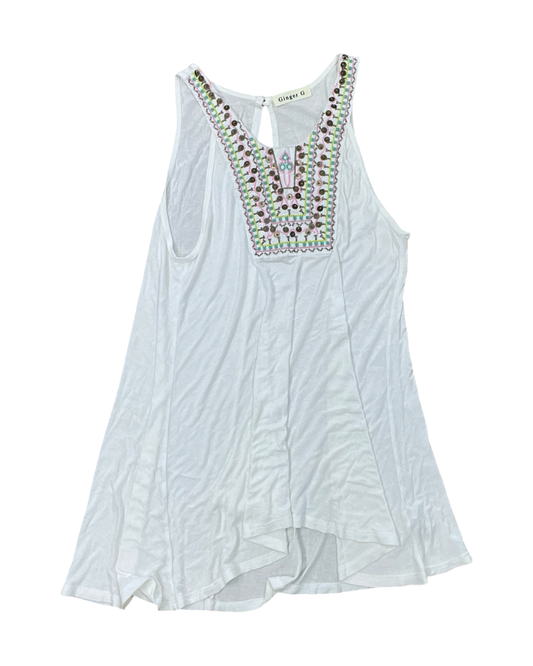 Top Sleeveless By Ginger G In White, Size:S