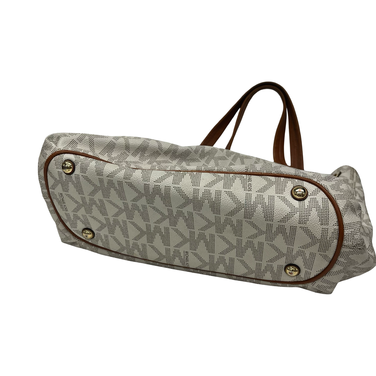 Handbag Designer By Michael Kors In Brown & Cream, Size:Medium