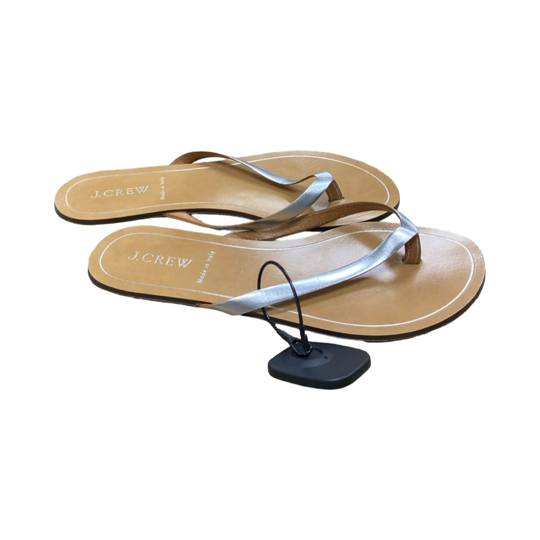 Sandals Flats By J. Crew In Brown & Silver, Size:7