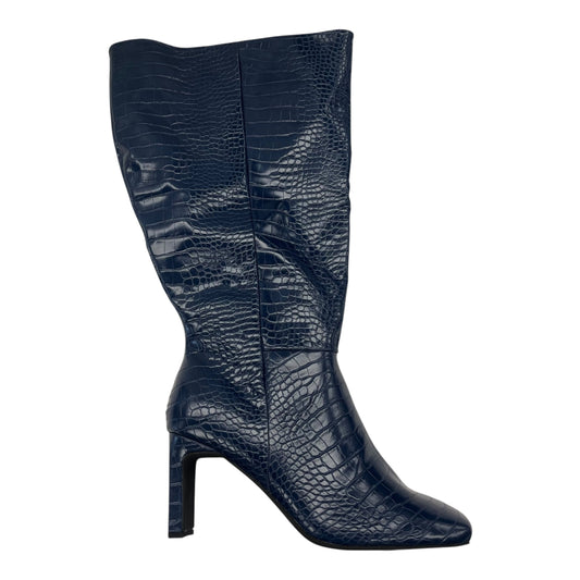 Boots Knee Heels By Justfab In Navy, Size:11