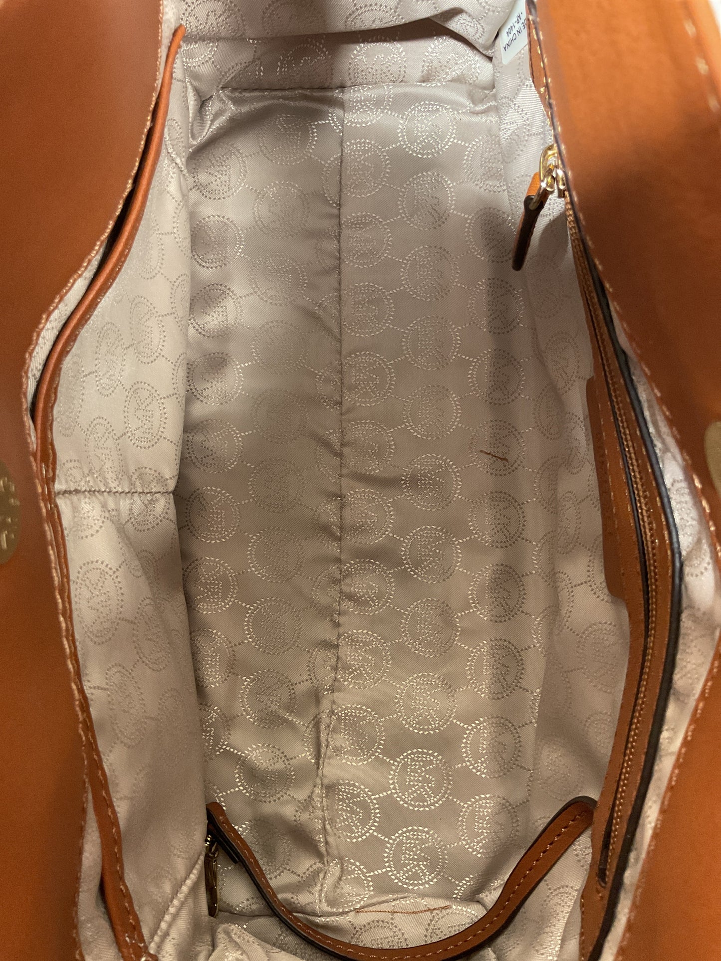 Handbag Designer By Michael Kors In Brown & White, Size:Medium