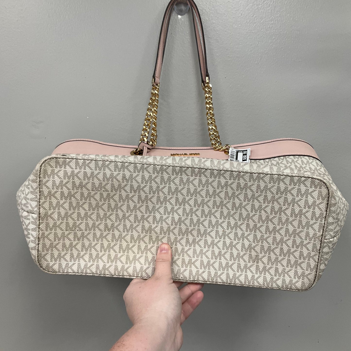 Tote Designer By Michael Kors In Pink & White, Size:Large