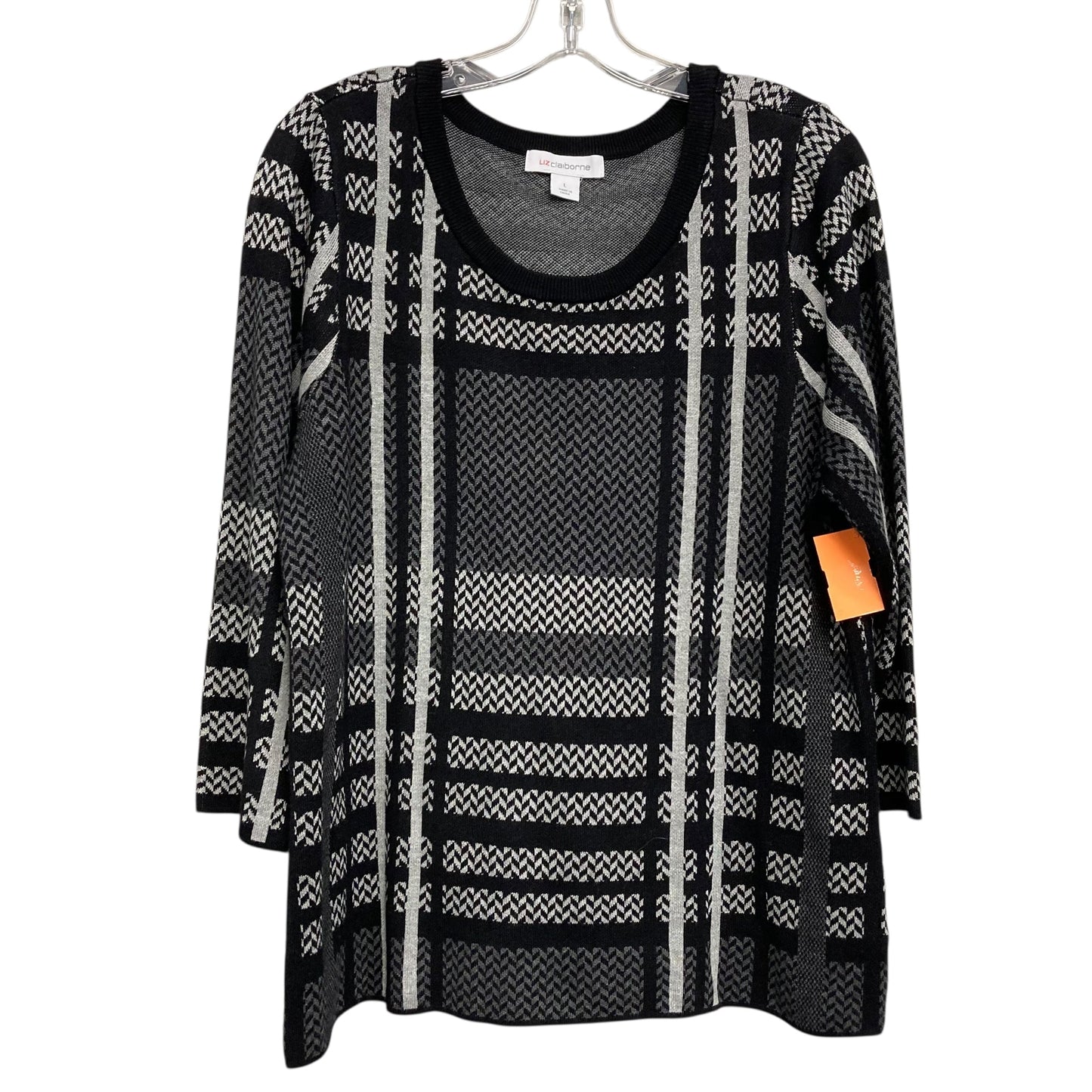 Sweater By Liz Claiborne In Black & Grey, Size:L