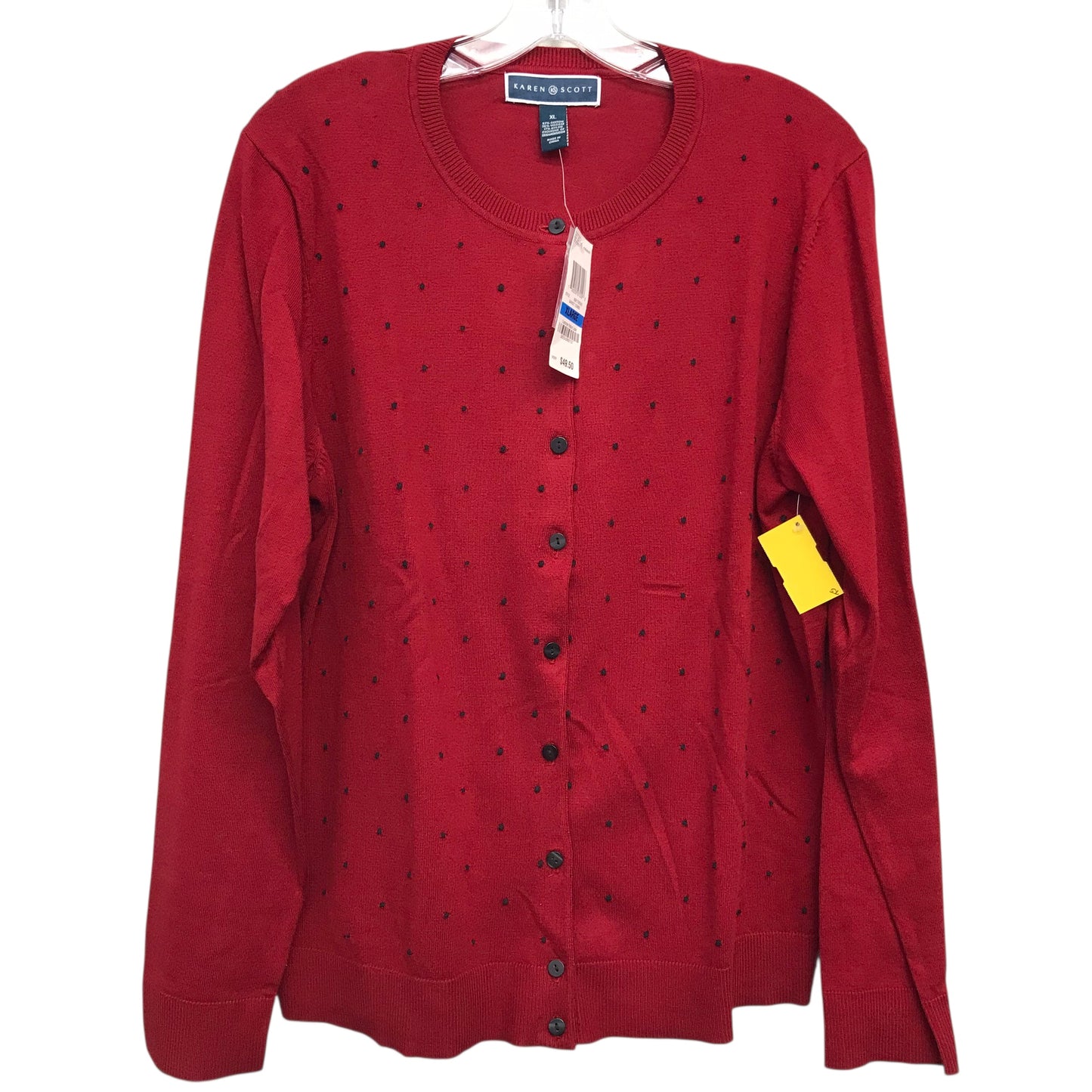 Sweater Cardigan By Karen Scott In Red, Size:Xl