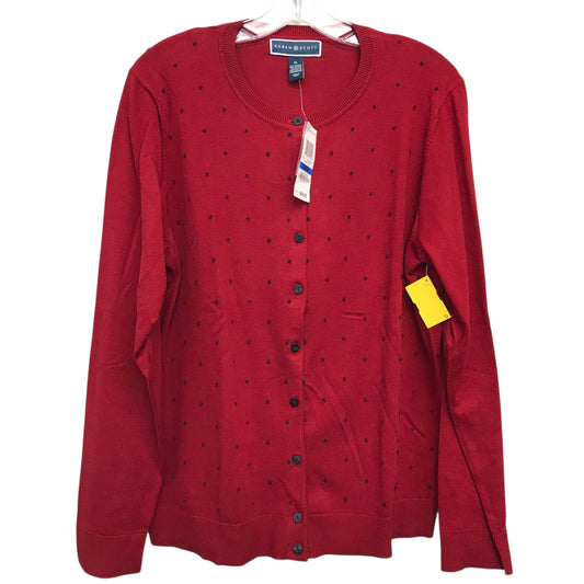 Sweater Cardigan By Karen Scott In Red, Size:Xl