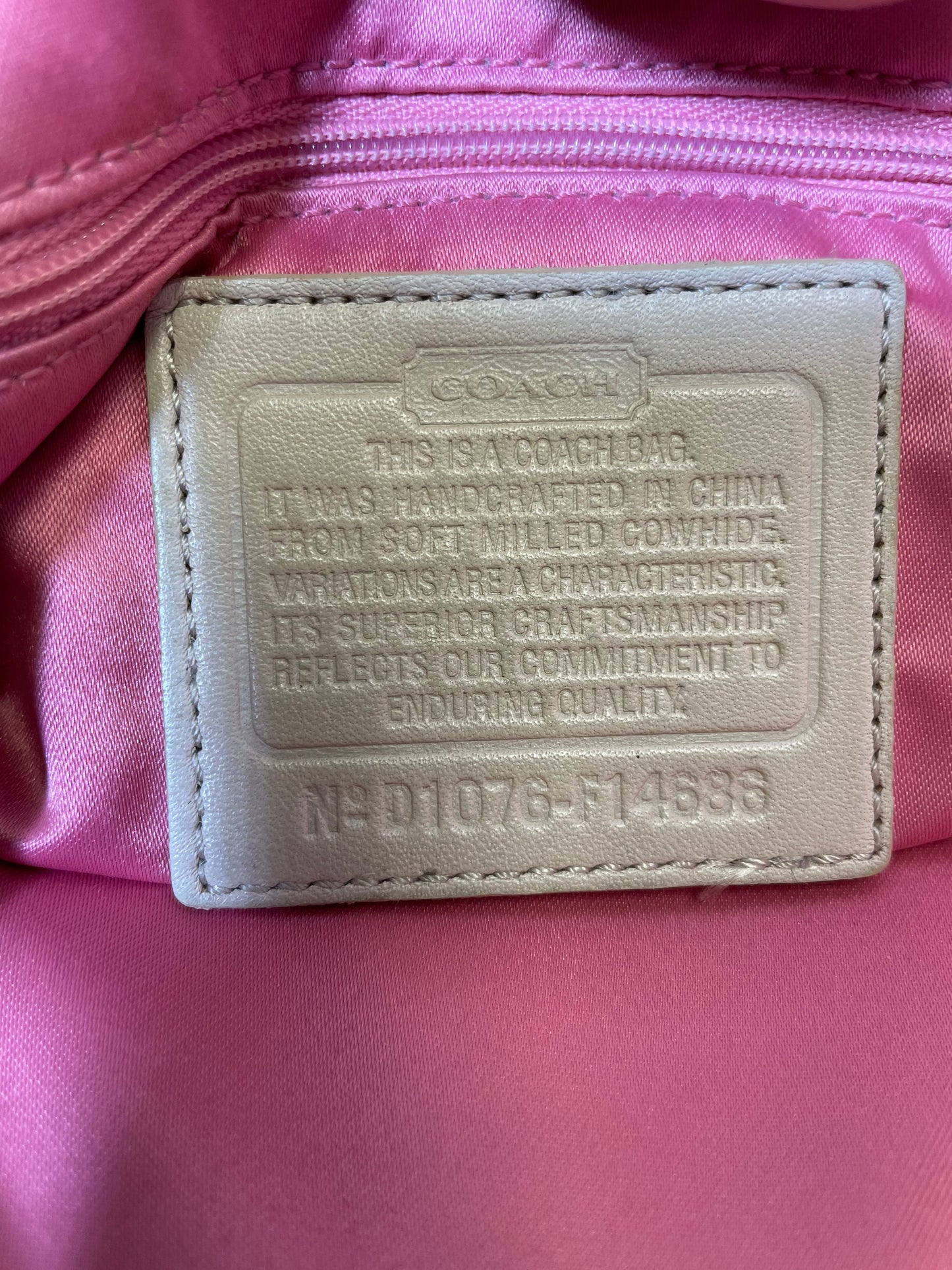 Handbag Designer By Coach, Size: Medium