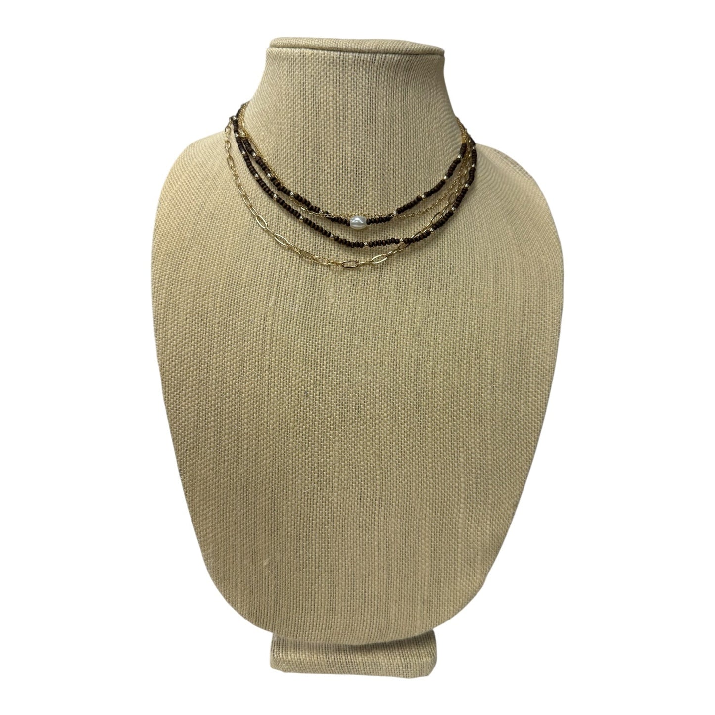Necklace Layered By  Cme In Brown & Gold