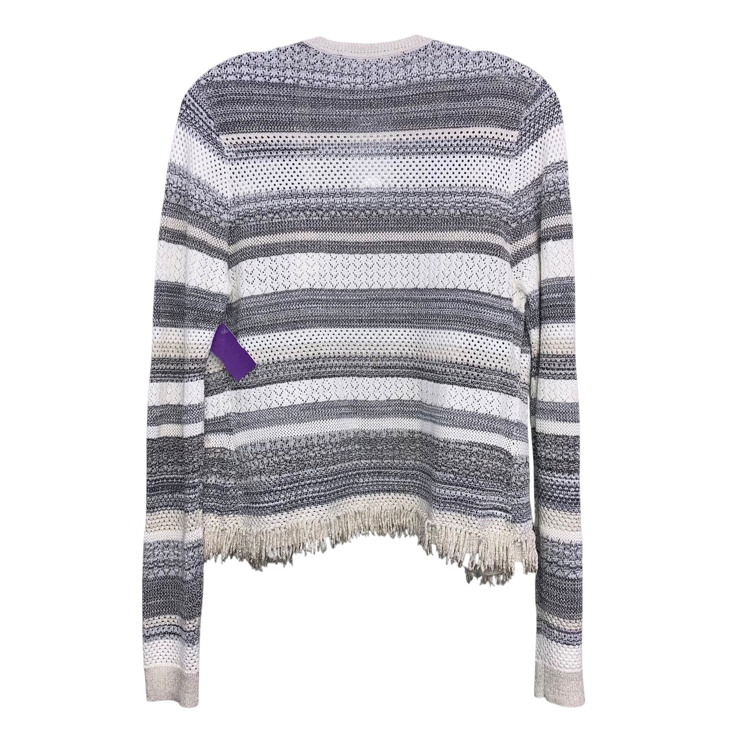 Sweater Cardigan By White House Black Market In Grey & White, Size:M