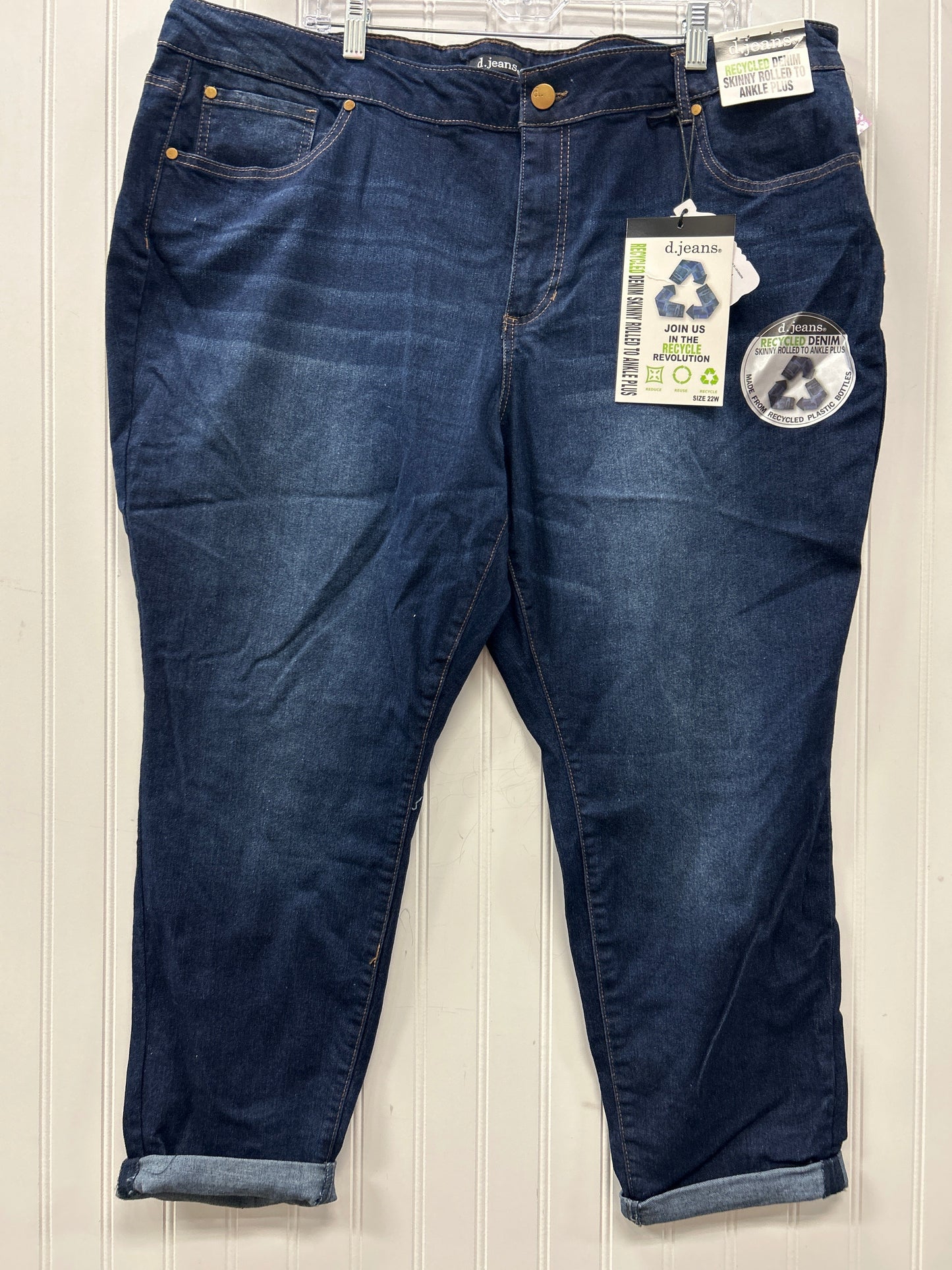 Jeans Skinny By D Jeans In Blue Denim, Size:22 NWT