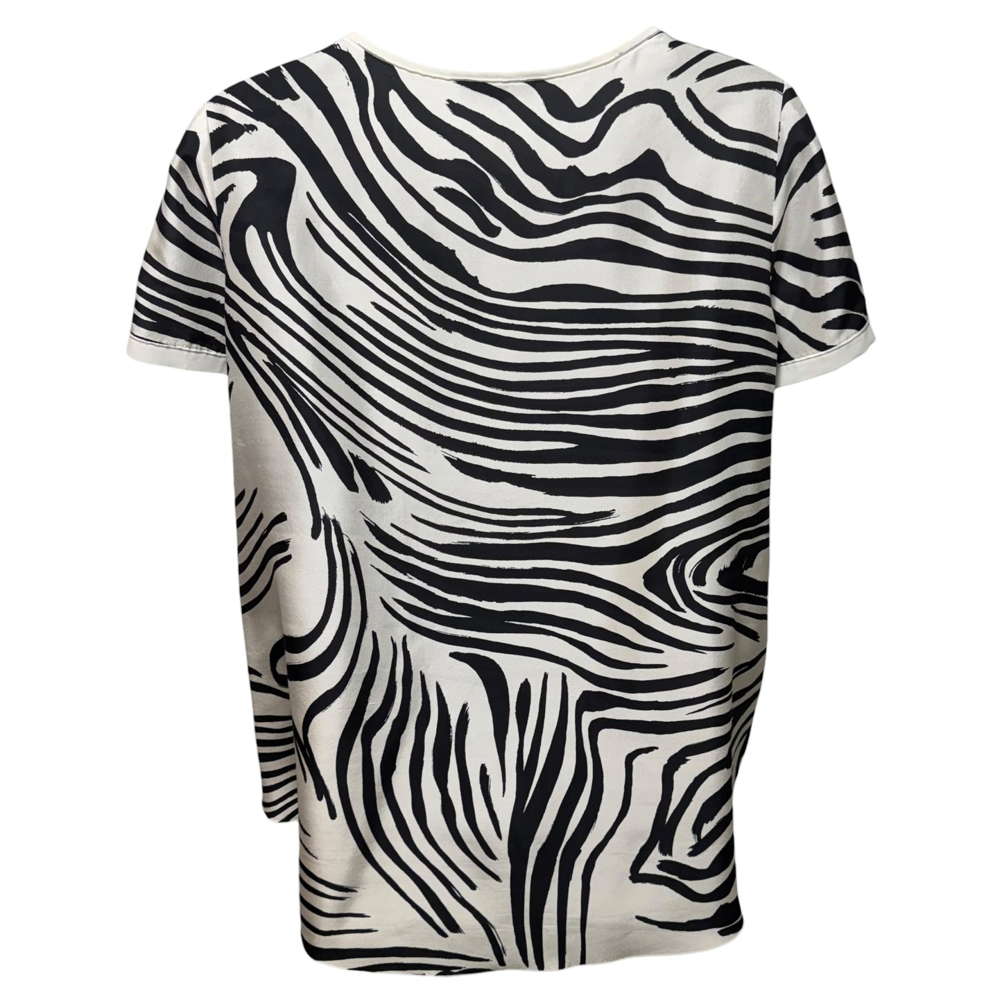 Silk Top Short Sleeve Designer By Lafayette 148 In Zebra Print, Size: 14