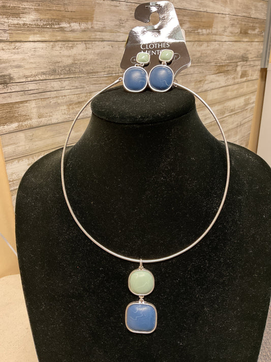 Necklace Set By Clothes Mentor In Blue & Silver, Size:02 Piece Set