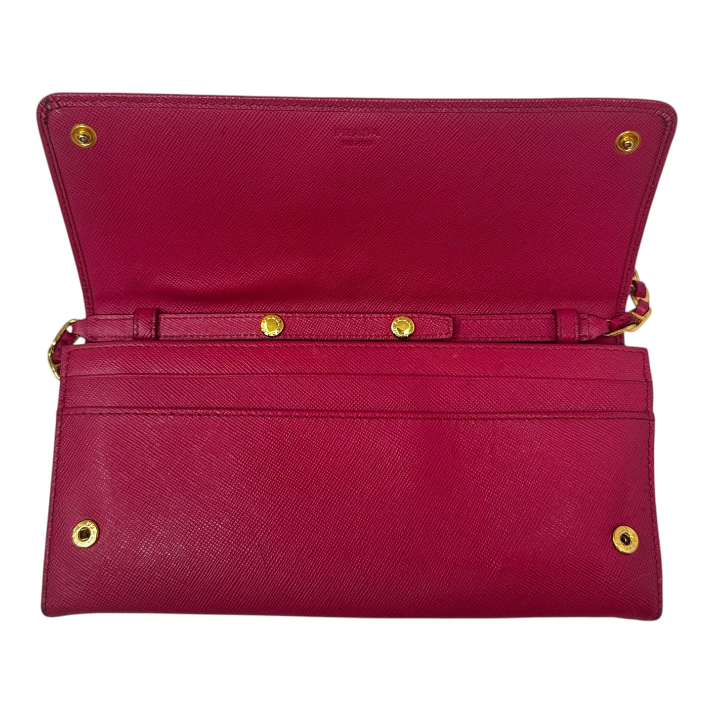 AS IS Saffiano Wallet On A Chain Crossbody Luxury Designer By Prada, Size: Small