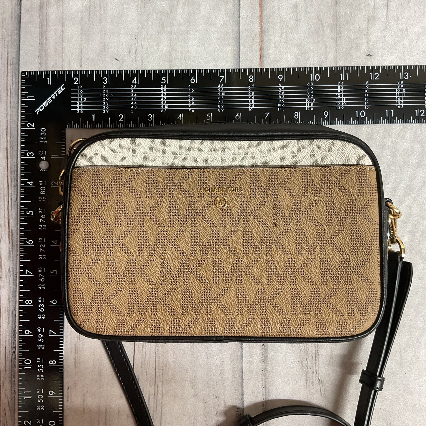 Crossbody Designer By Michael Kors In Black & Brown, Size:Medium