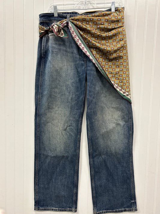 Jeans Straight By Zara In Blue Denim, Size:6