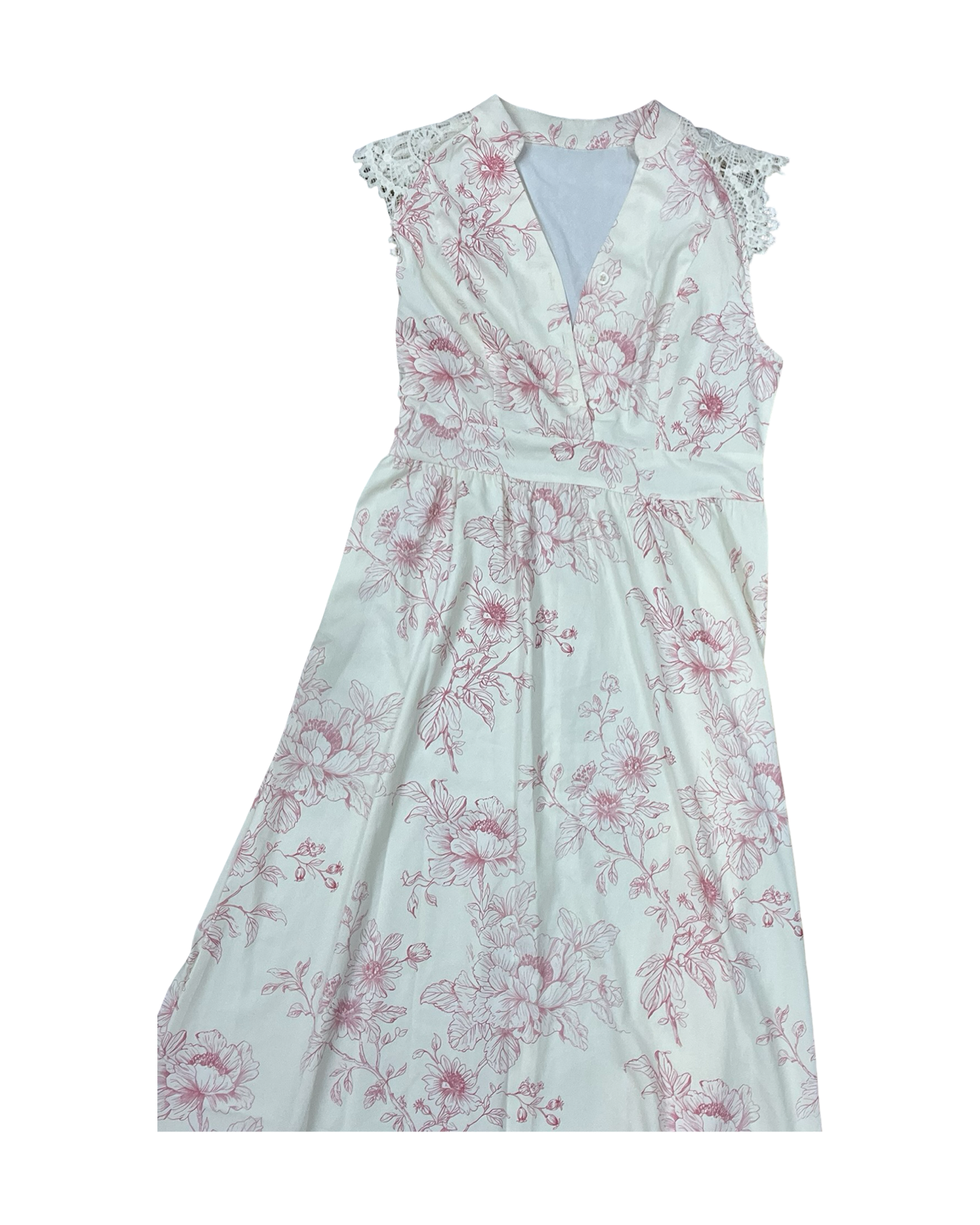 Dress Casual Maxi By Clothes Mentor In Cream & Pink, Size:M
