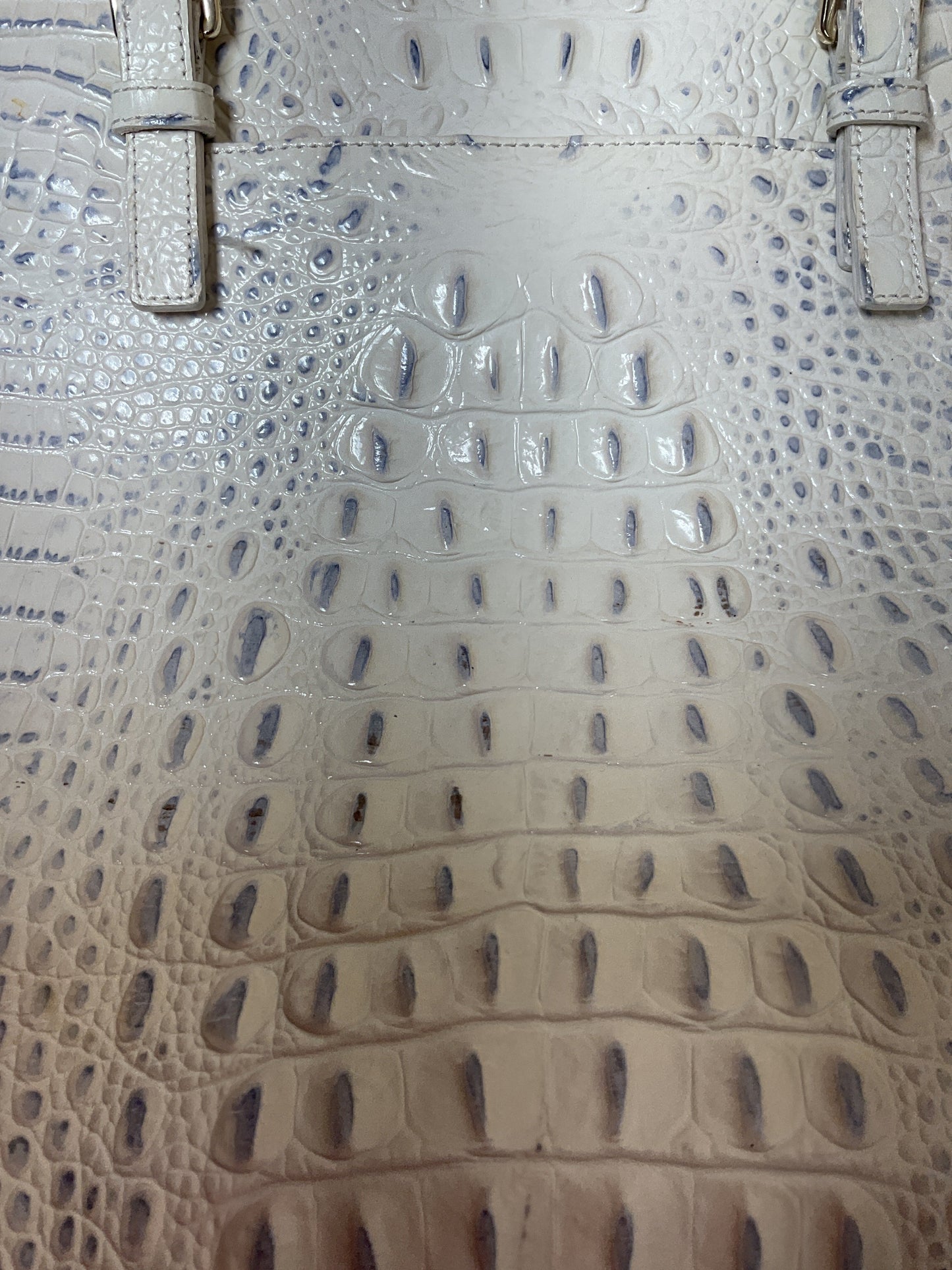 Handbag Designer By Brahmin In Grey & White, Size:Large