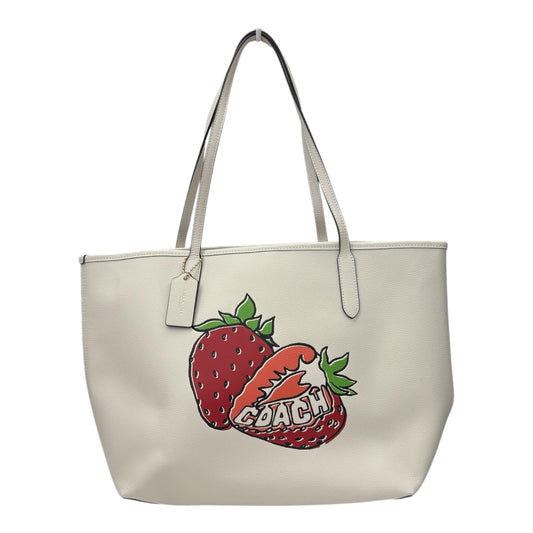 Handbag Designer By Coach In Cream, Size:Large
