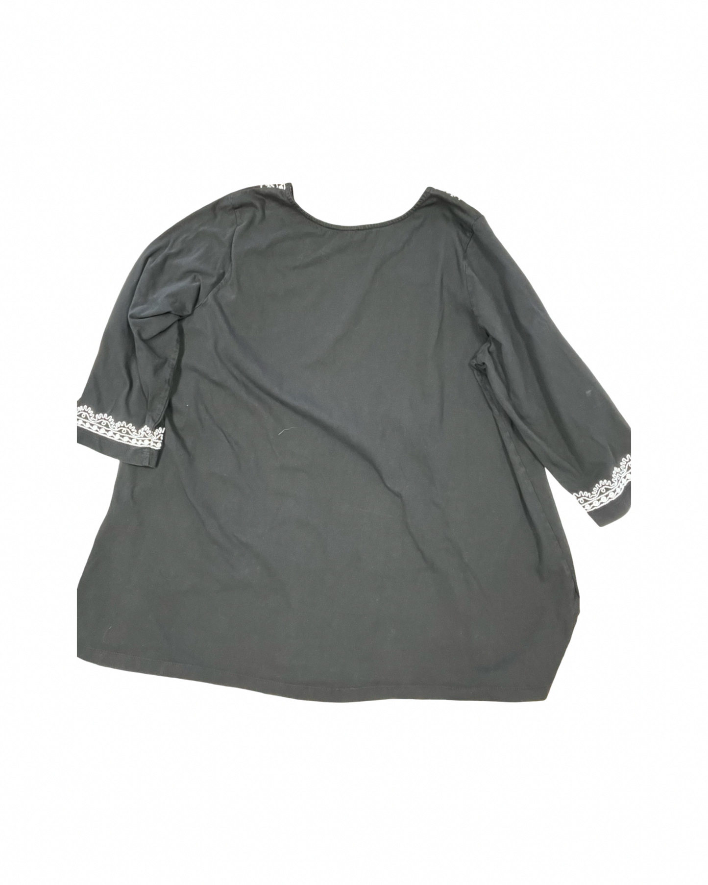 Top 3/4 Sleeve By Woman Within In Black & White, Size:1X