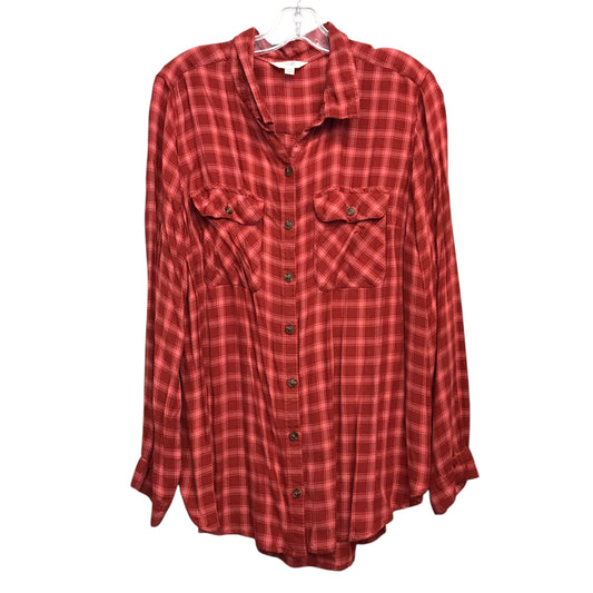 Top Ls By Terra & Sky In Plaid Pattern, Size:1X