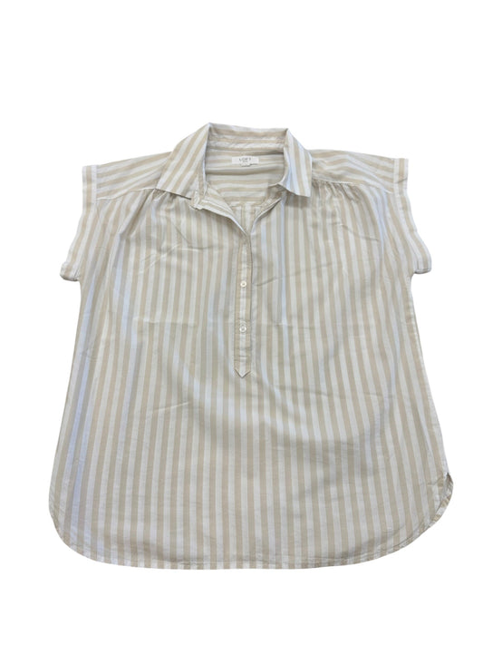 Top Ss By Loft In Tan & White, Size:Xs