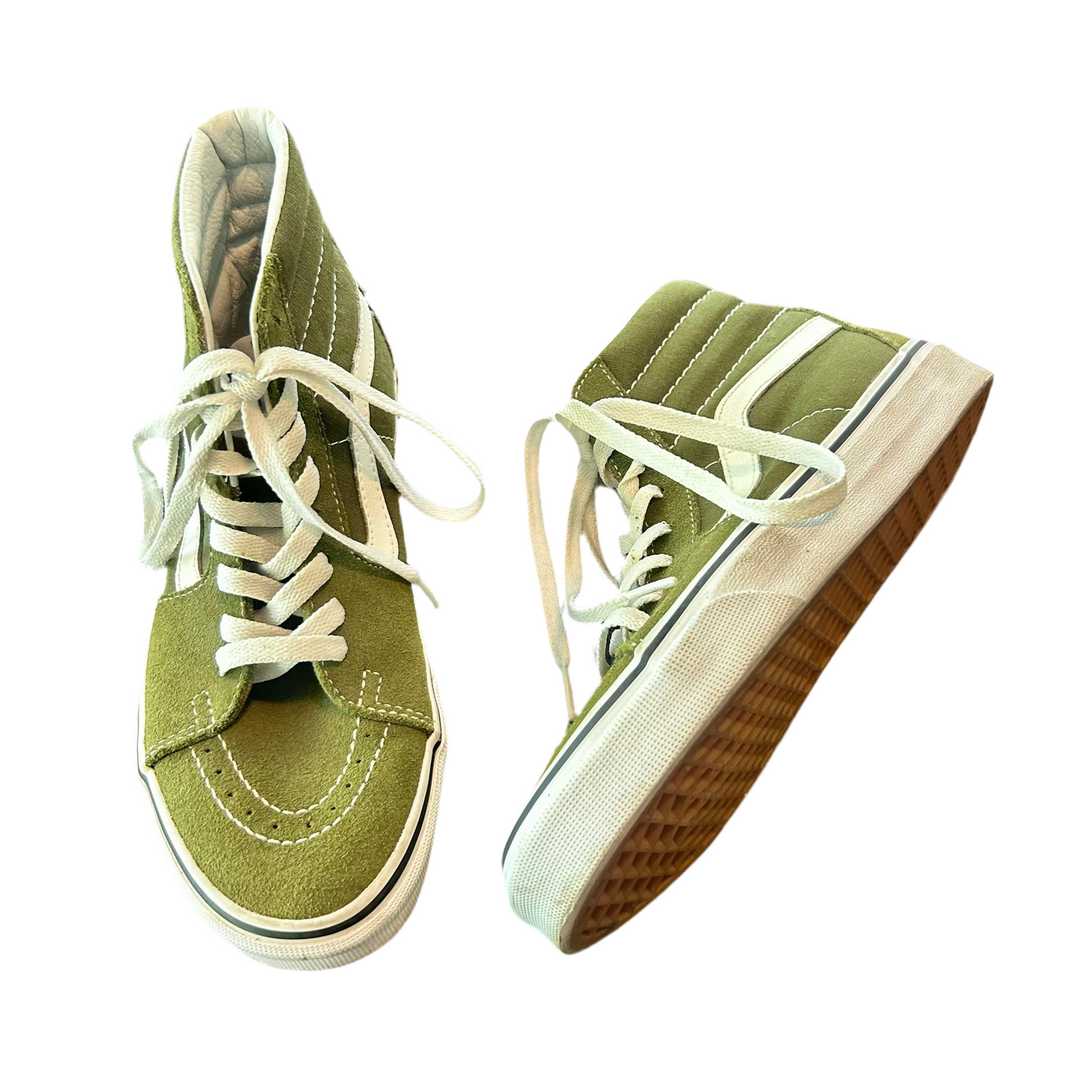 Shoes Sneakers By Vans In Green & White, Size: 6.5