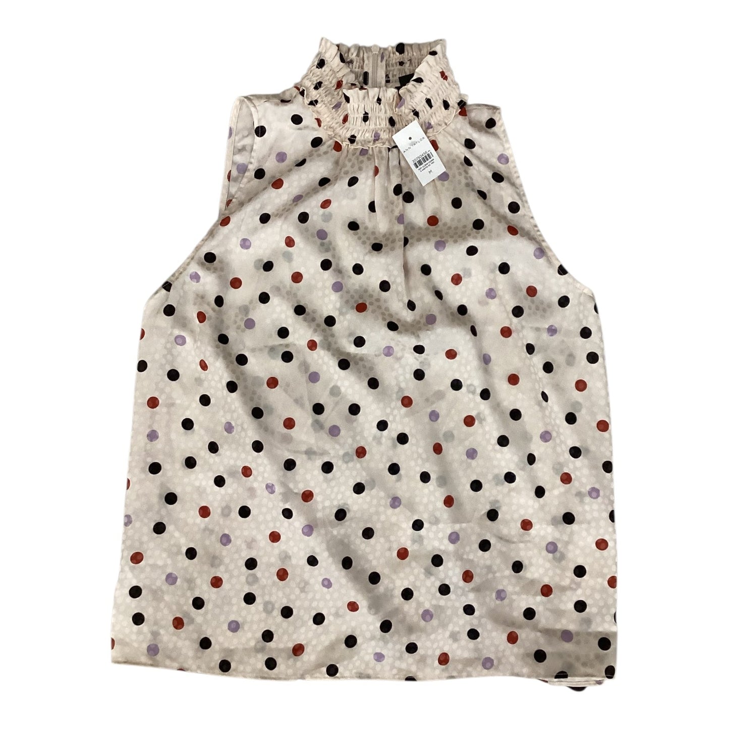 Top Sleeveless By Ann Taylor In Polkadot Pattern, Size:M