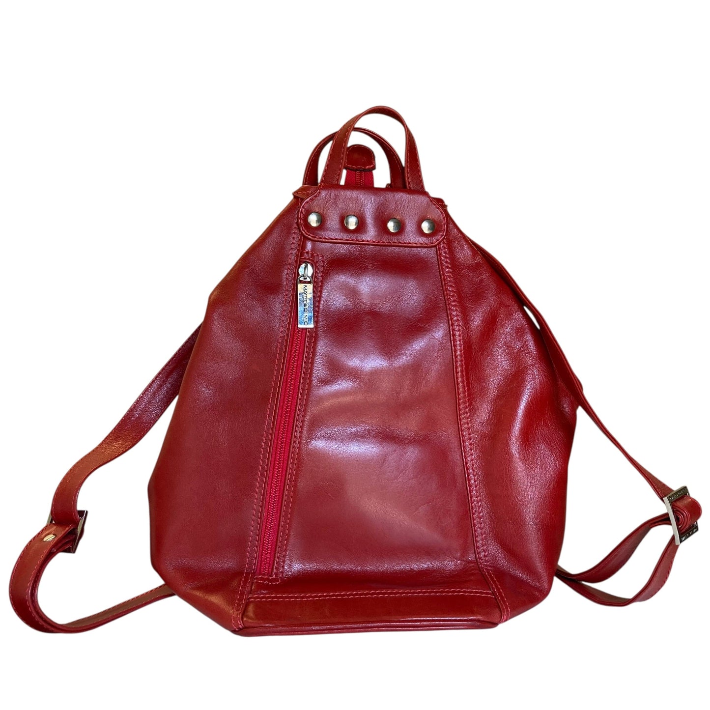 Backpack Leather By Matteo Mio In Red, Size:Small