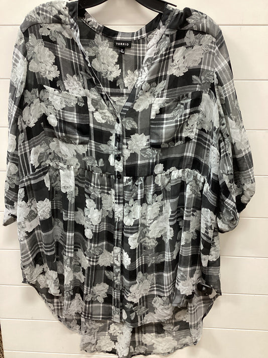 Blouse Ls By Torrid In Grey, Size:1X