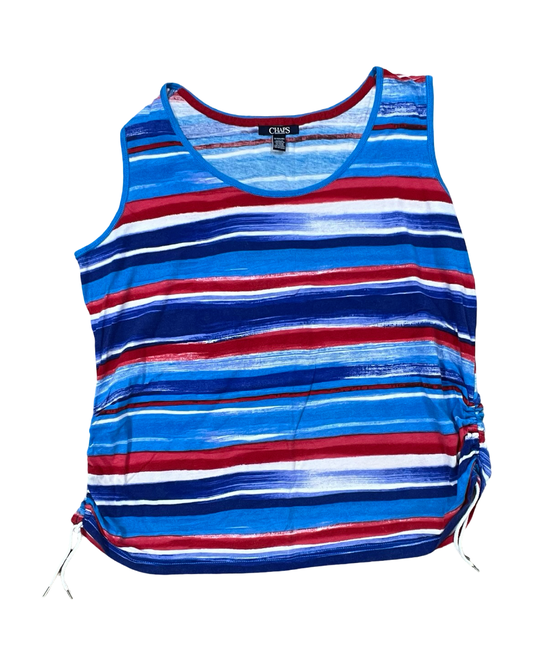Top Sleeveless By Chaps In Blue & Red & White, Size:1X