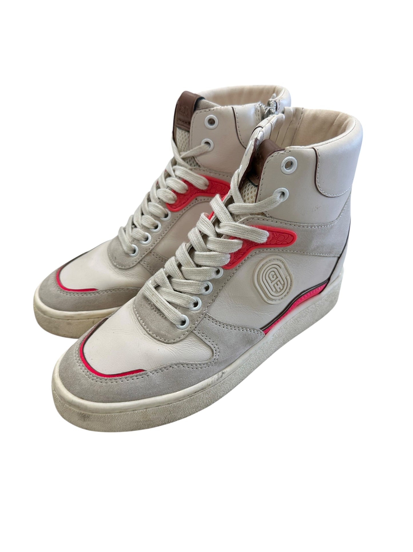 Shoes Designer By Coach In Cream & Pink, Size:5.5